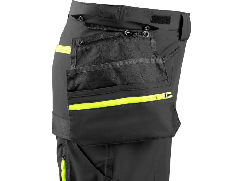 Kalhoty CXS NAOS HV, pánské, černo-žlutá Hi-Vis, reflexní pruhy, vel. 52