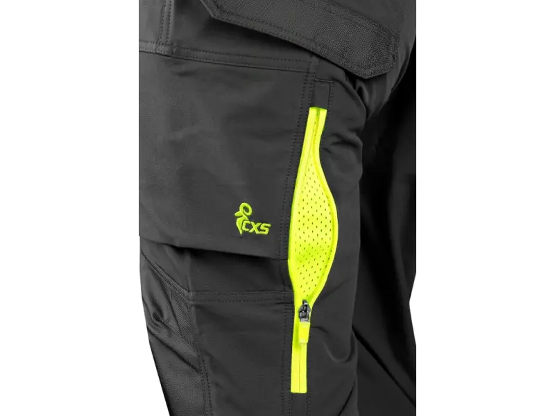Kalhoty CXS NAOS HV, pánské, černo-žlutá Hi-Vis, reflexní pruhy, vel. 52