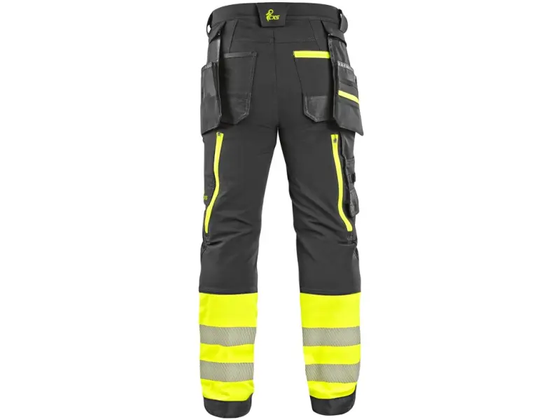 Kalhoty CXS NAOS HV, pánské, černo-žlutá Hi-Vis, reflexní pruhy, vel. 60
