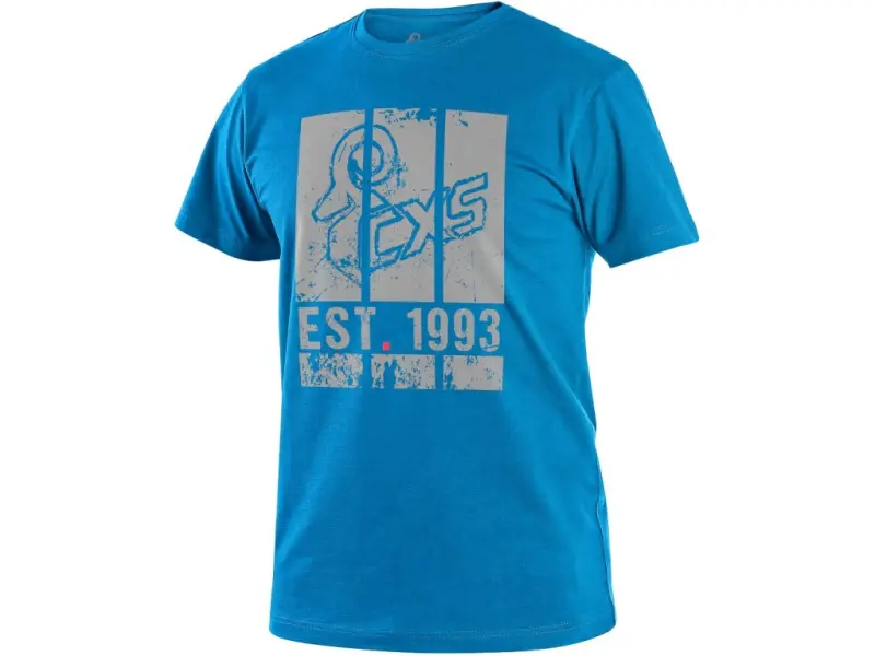 Tričko CXS WILDER, krátký rukáv, potisk CXS logo, azurově modrá, vel. 2XL