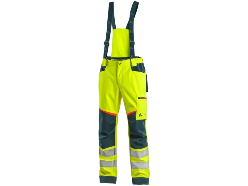 Kalhoty CXS BEDFORD, výstražné, pánské, softshell, žluto-petrolová, vel. 46