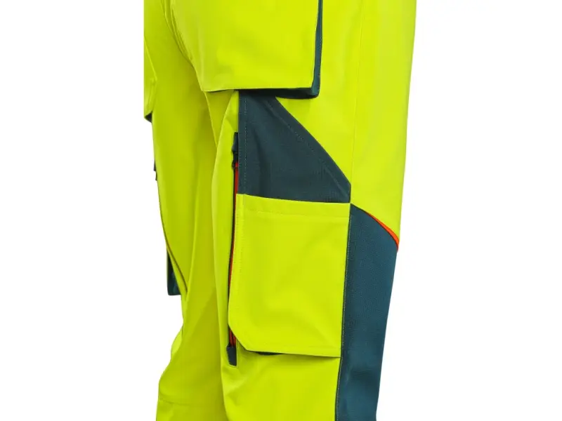 Kalhoty CXS BEDFORD, výstražné, pánské, softshell, žluto-petrolová, vel. 46