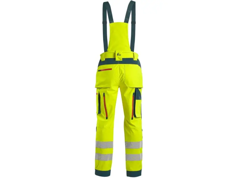 Kalhoty CXS BEDFORD, výstražné, pánské, softshell, žluto-petrolová, vel. 52