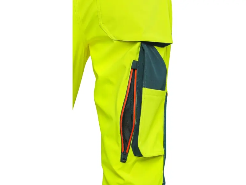 Kalhoty CXS BEDFORD, výstražné, pánské, softshell, žluto-petrolová, vel. 54