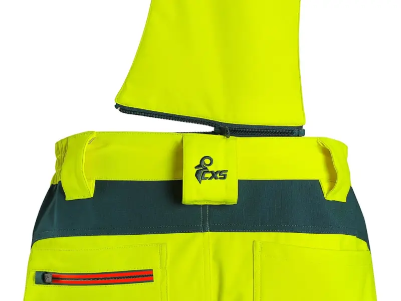 Kalhoty CXS BEDFORD, výstražné, pánské, softshell, žluto-petrolová, vel. 56