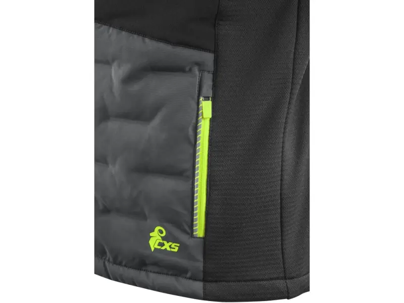 Bunda CXS NAOS, hybrid, pánská, šedo-černá, HV žluté doplňky, vel. 2XL