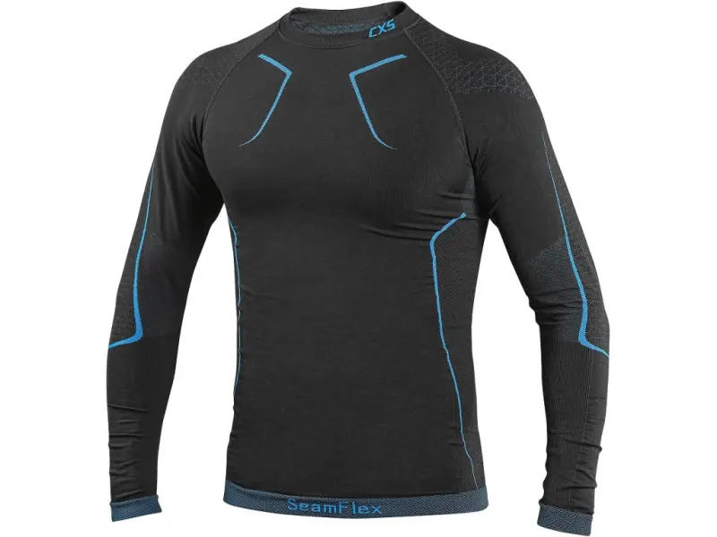 Tričko CXS SeamFlex, funkční, dlouhý rukáv, pánské, černo-modré, vel. XS/S