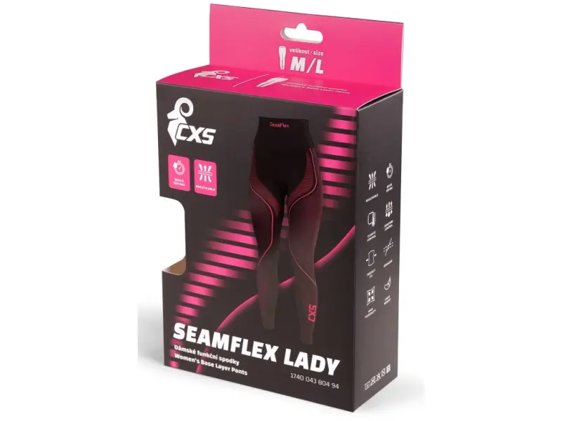 Spodky CXS SeamFlex LADY, dámské, funkční, černo-růžové, vel. XS-S