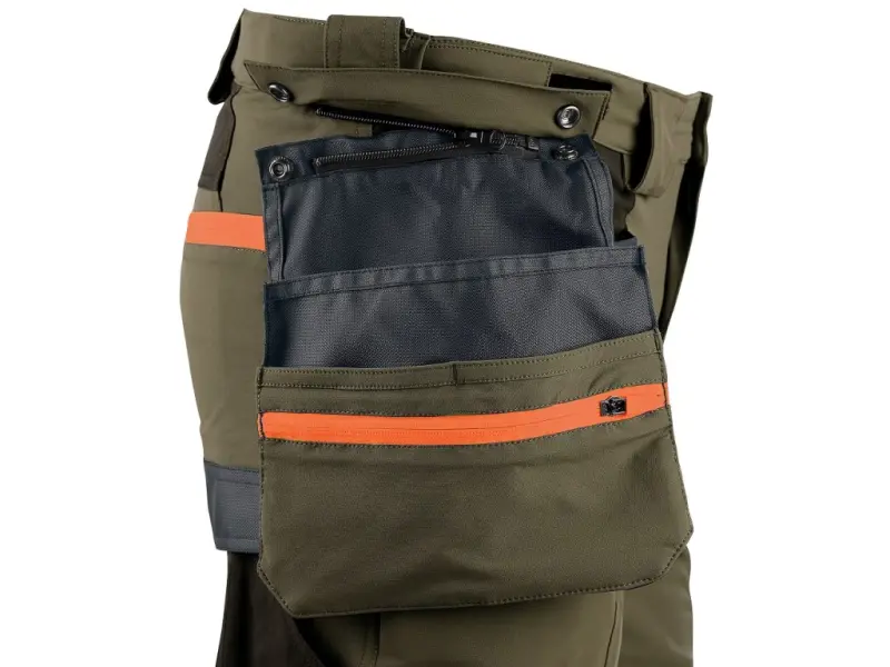 Kalhoty CXS NAOS pánské, khaki-olivová, HV oranžové doplňky, vel. 50