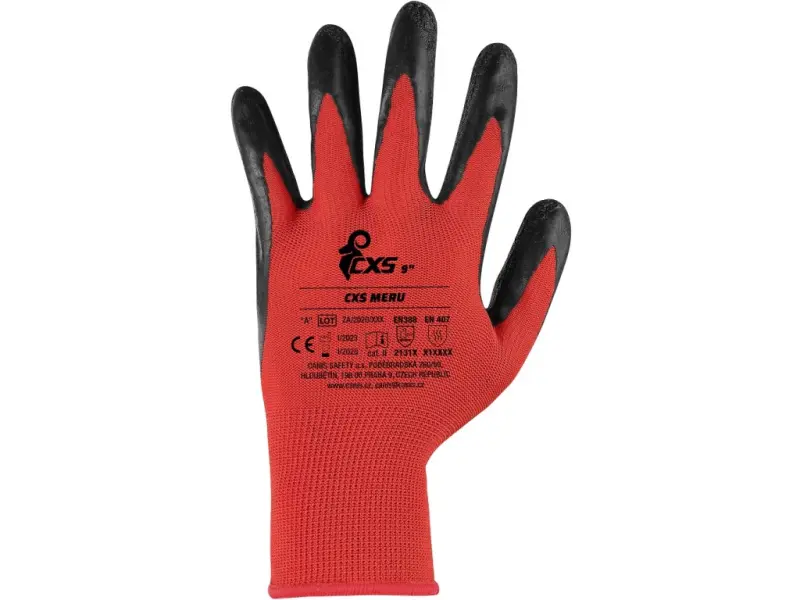 Rukavice CXS MERU, polomáčené v latexu, vel. 07 Rukavice CXS MERU, polomáčené v latexu, vel. 07