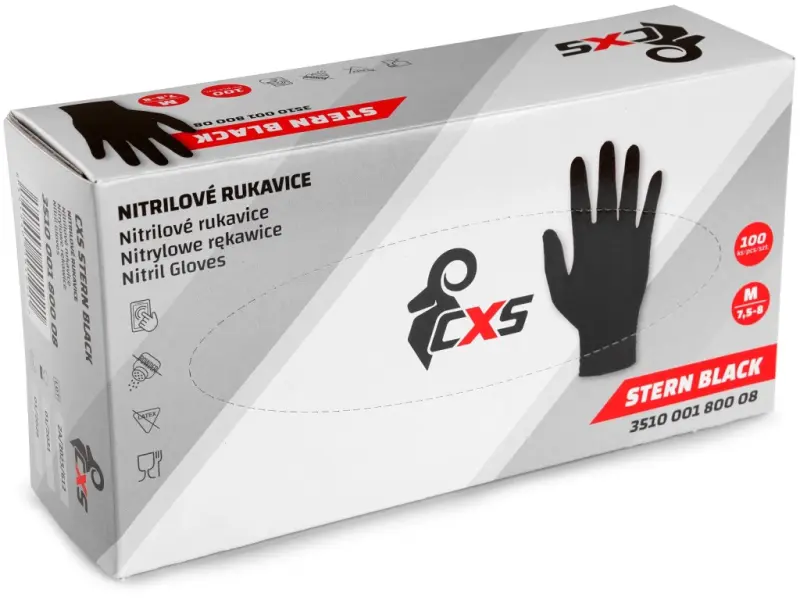 Rukavice CXS STERN BLACK, jednorázové, nitrilové, vel. 10